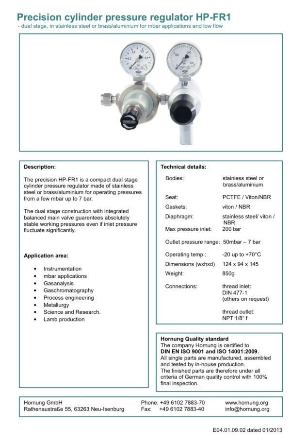 Regulator Hornung FR 1 - Precision pressure regulator - Image 3