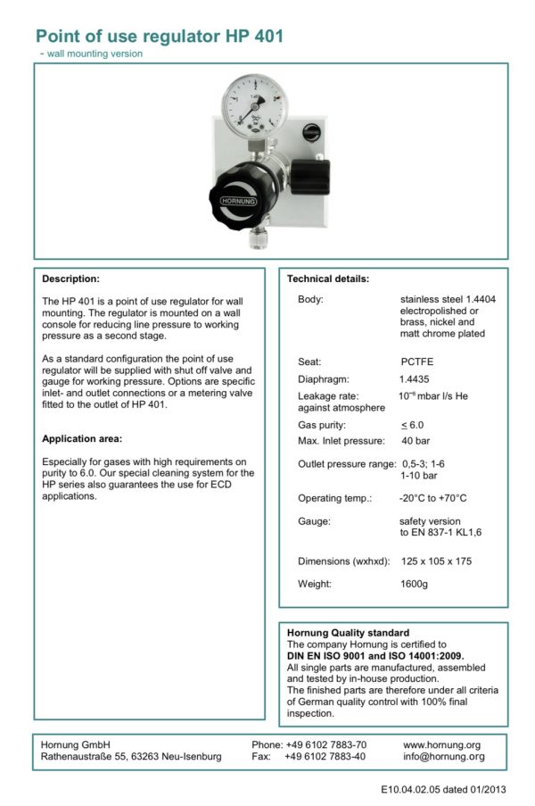 Regulator Hornung HP401