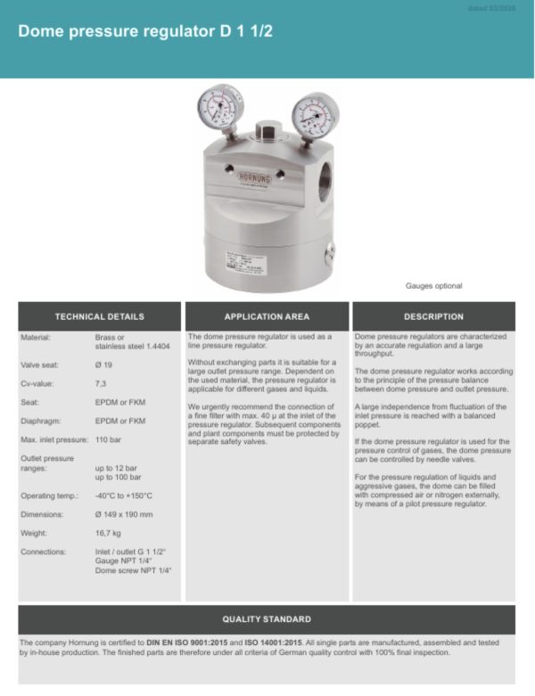 Regulator HORNUNG D 1 1/2 (Dome pressure regulator) # - Image 3