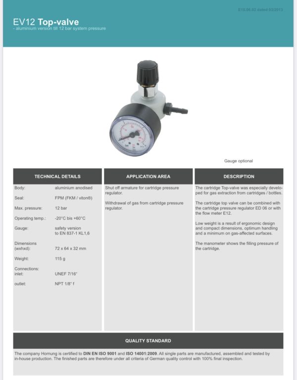 Regulator Hornung EV 12 (Top valve)