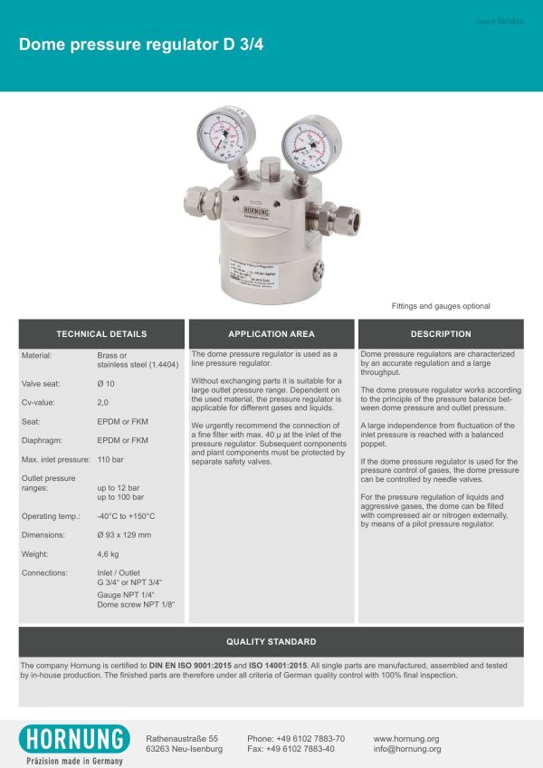 Hornung -D3/4 dome pressure regulator - Image 6