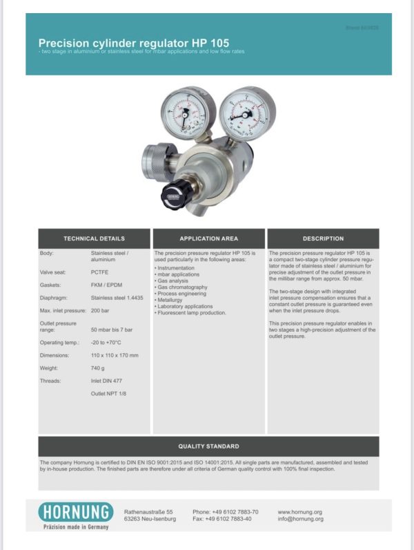 Hornung -HP 105 precision cylinder regulator - Image 6