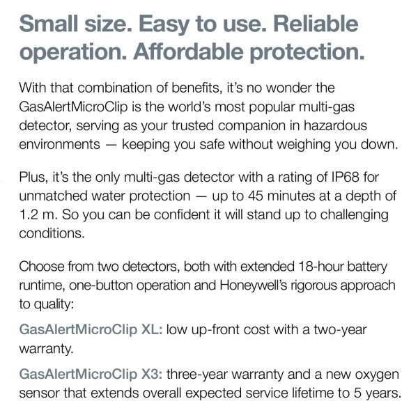 BW gas detector micro slip Gas Alert 4 gas, Honeywell - Image 2